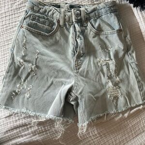 Light wash high rise jean shorts